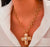 Modern gold cross with pearl inlay statement necklace