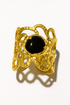 B.D.V. GOLD ELABORATE RING W BLACK STONE