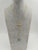 Green Chalcedony Crystal Lariet Pendant 18K Gold Beaded  Chain Necklace.