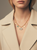 Turkish Evil Eye Gold Colored Brass Chain Link Choker Necklace with 5 lucky charms including a center evil eye with crystal border pendant.