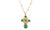 18K Gold Plated Freshwater Pearl and Tuquoise Natural Stone Cross Pendant Gold Necklace