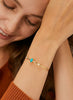 Elegant thin gold cuff bracelet with natural turquoise and opal stones