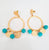 TURKISH COIN TURQUOISE AND GOLD COLORED GYPSY  EARRINGS