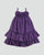 Girls Purple Long Linen Ruffle-Tiered Sun Dress
