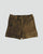Girls Olive Green Slim Fit Organic Linen Shorts With Functional Back Parachute Drape Pockets