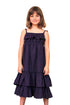 Girls Purple Long Linen Ruffle-Tiered Sun Dress