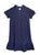 Navy zip front cotton dress with short sleeves a hoody and a little lady bug print on front