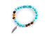 Fortune Gemstone bracelet with Tiger's Eye, Turquoise and a Feather Charm