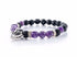 Mindfulness Gemstone bracelet with Amethyst, Lava rock and a Lotus Charm