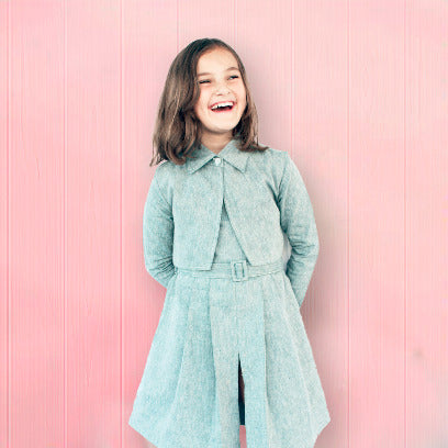 Girls Light Sage Colored Two Piece Trench Coat Styled Short Length Dress With Covered Belt Buckle For a Full Heritage Feel. 10 Years / Sagebrush Green Girls Light Sage Colored Two Piece Trench Coat Styled Short Length Dress With Covered Belt Buckle For a Full Heritage Feel. 10 Years / Sagebrush Green