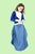 Girls Long Draped Adjustable Length Mid Weight Butoh Blue Scala  Skirt