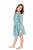 Girls Light Sage Colored Two Piece Trench Coat Styled Short Length Dress With Covered Belt Buckle For a Full Heritage Feel.
