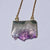 Gold dipped purple druzzy natural slice stone pendant necklace